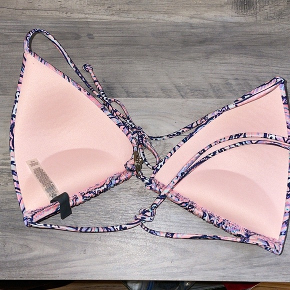 Victoria's Secret medium Bikini Top swim Pink Paisley 34c 34D push up triangle - Picture 4 of 9
